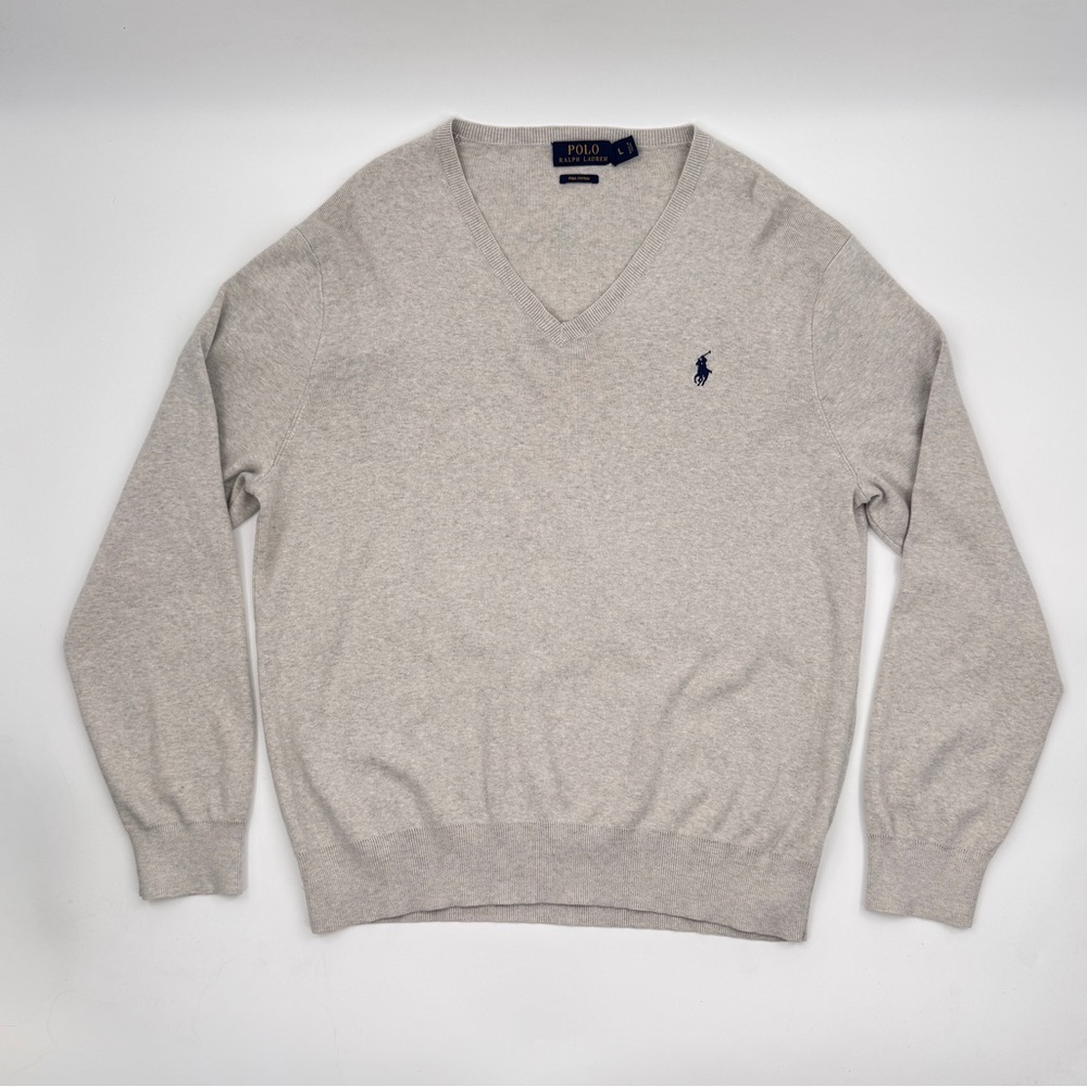 Polo Ralph Lauren Gray Pima Cotton Sweater - Size L